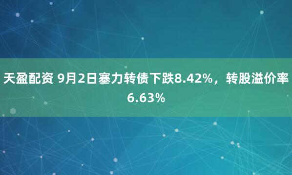天盈配资 9月2日塞力转债下跌8.42%，转股溢价率6.63%